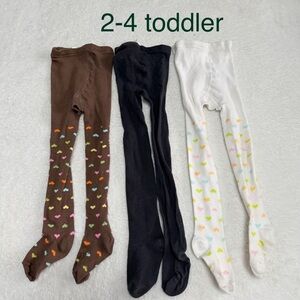 Colorful Heart Patterned Toddler Tights Set of 3 pairs toddler 1-4